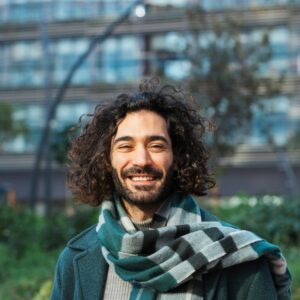 a man with messy hair